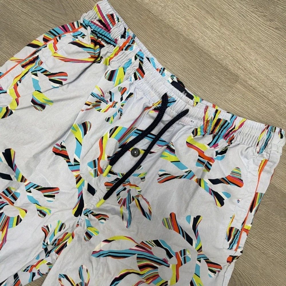 Psycho Bunny Men's Size Small All Over Bunny Woven Jam Lounge Shorts Rainbow